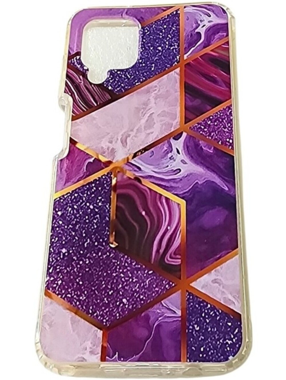 Purple Geometric Marble Phone Case For Samsung Galaxy A12